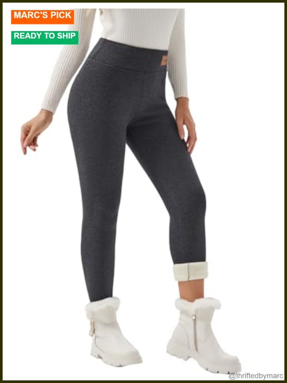 Fleece Lined High Waist Thermal Leggings Winter Warm Pants - Picture 1 of 6